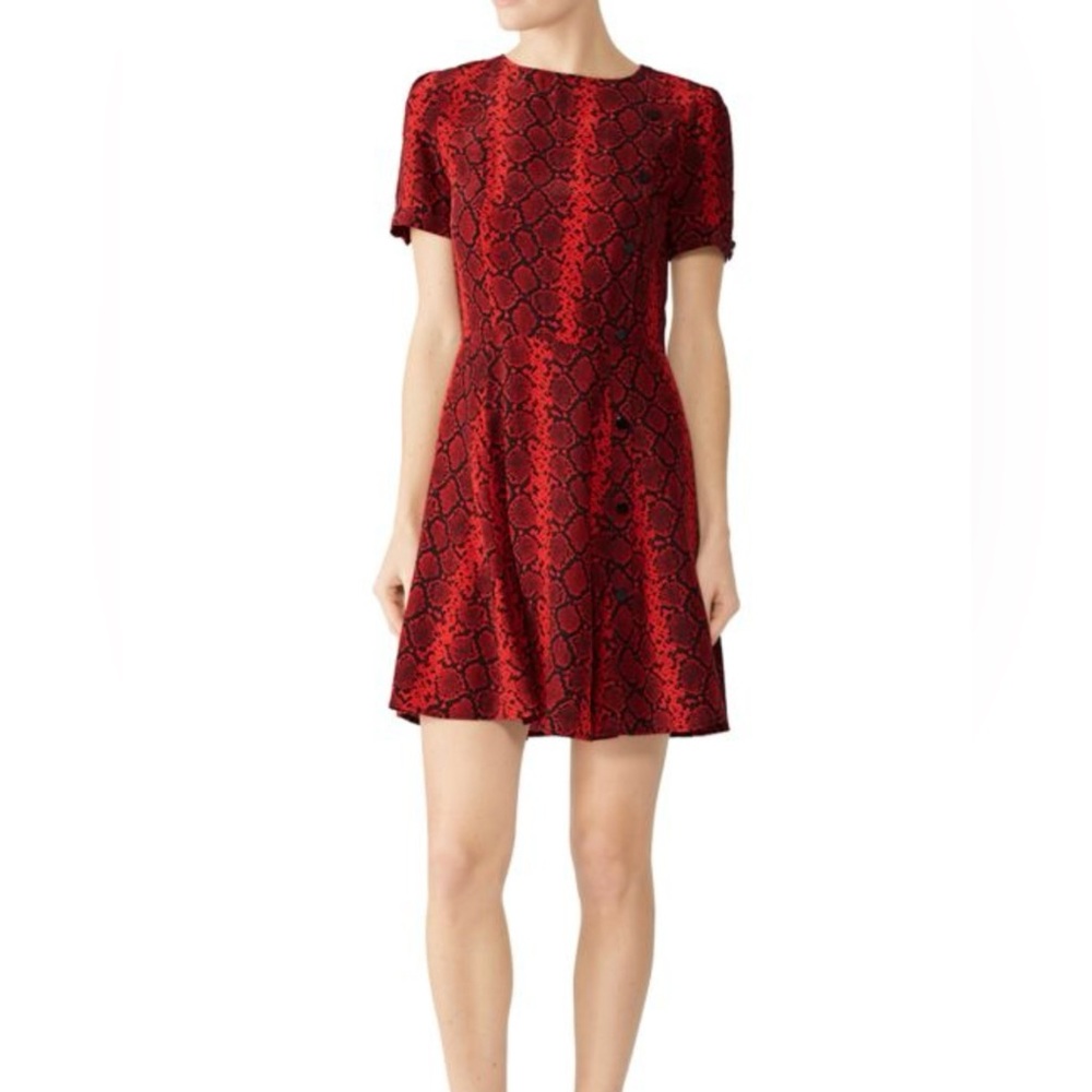 The Kooples Size 3 snakeskin print fit-and-flare red dress